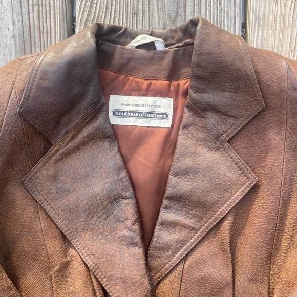 Vintage 80’s brown leather jacket sz Med - Picture 5 of 16